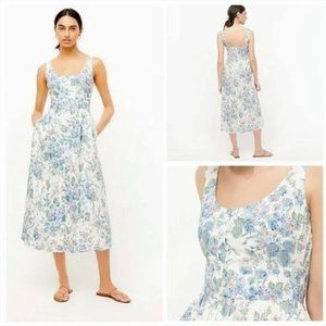 J. Crew button-front cotton poplin summer dress in English garden, size 10